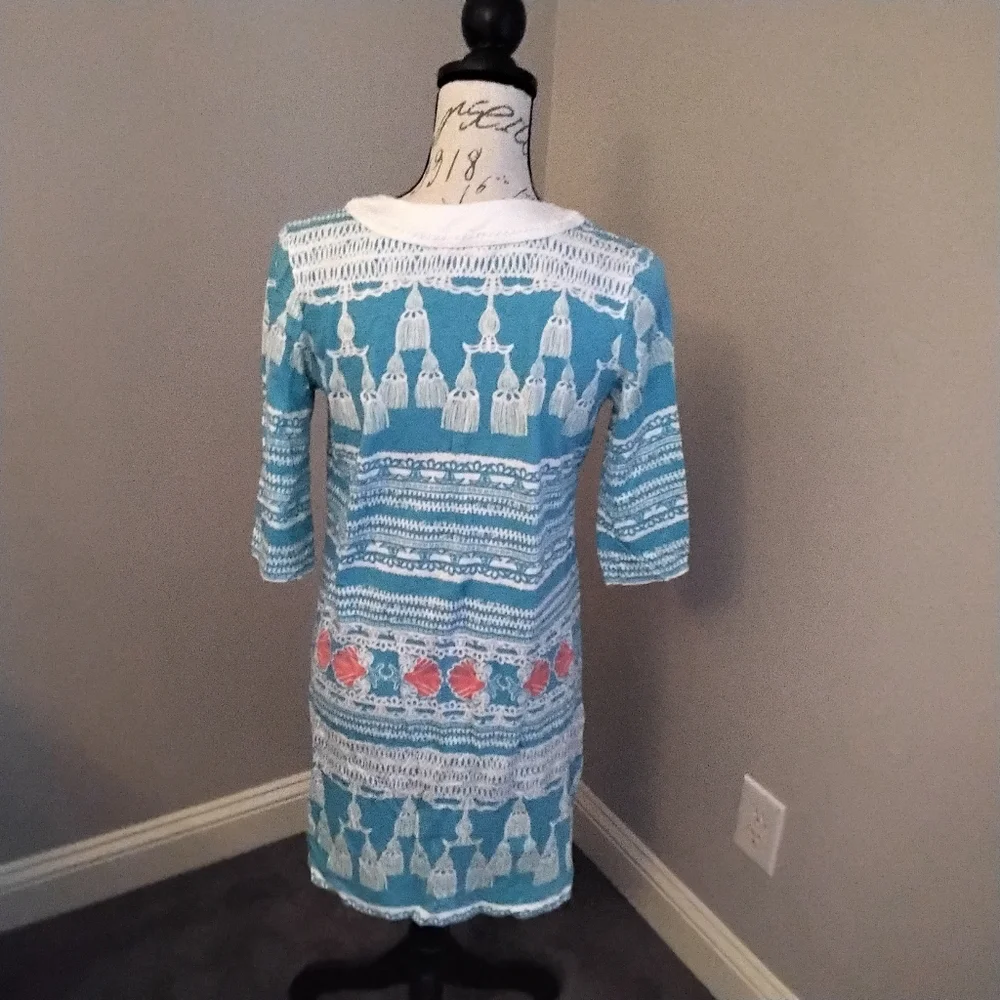 Lilly Pulitzer Dress/Cover-Up in Teal, White & Coral - S - Picture 4 of 8